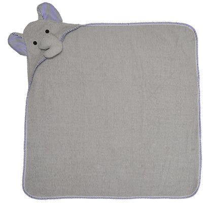 EVERYDAY KIDS Hooded Baby Toddler Bath Towel - Gray Elephant