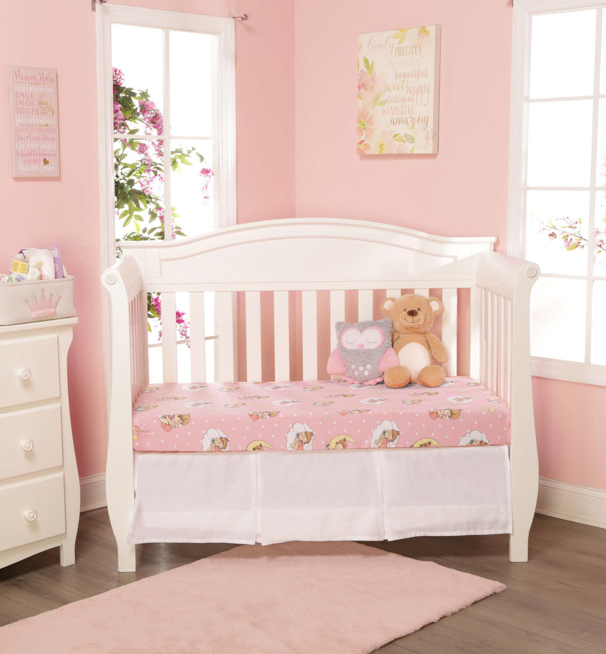 EVERYDAY KIDS Fitted Crib Sheets - Precious Moments Girls