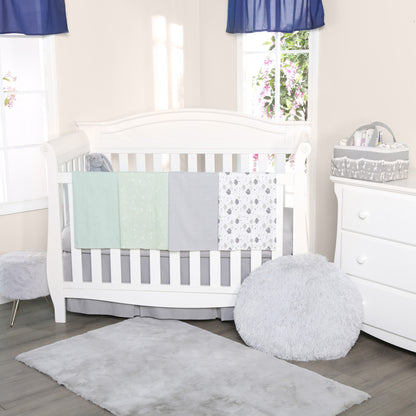 EVERYDAY KIDS 4 Pack Flannel Receiving Baby Blanket Set - Clouds/Stars