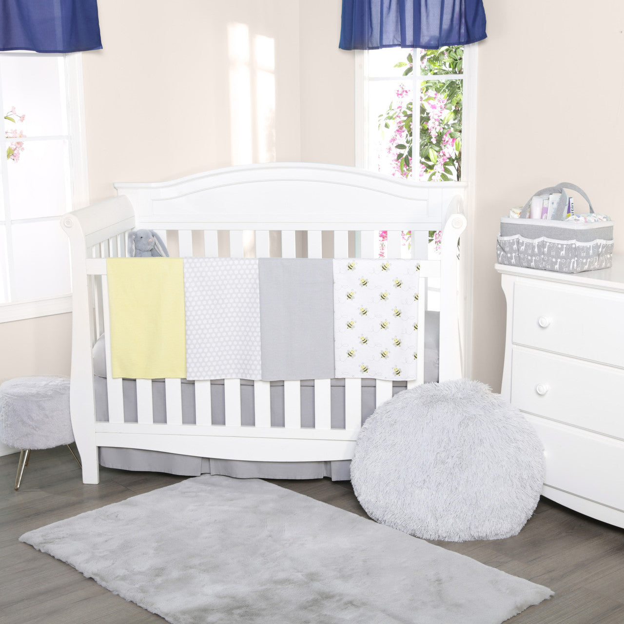 EVERYDAY KIDS 4 Pack Flannel Receiving Baby Blanket Set - Bees/Honeycomb
