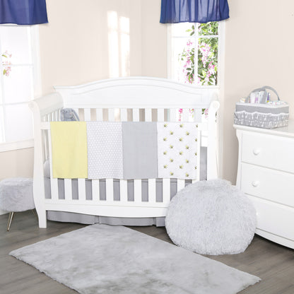 EVERYDAY KIDS 4 Pack Flannel Receiving Baby Blanket Set - Bees/Honeycomb