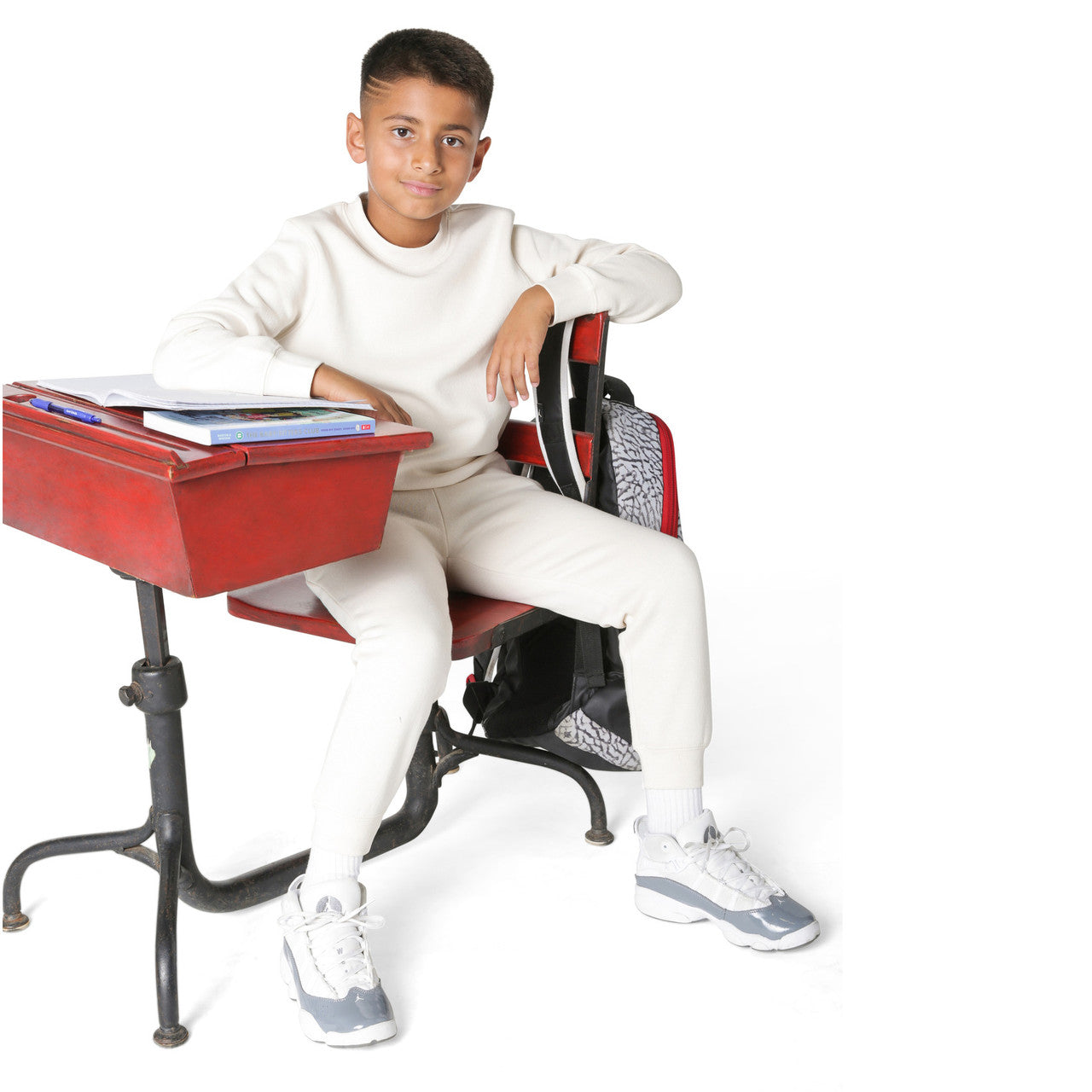 EVERYDAY KIDS Boys Off-White Cotton Fleece Sweatpant Joggers with Pockets