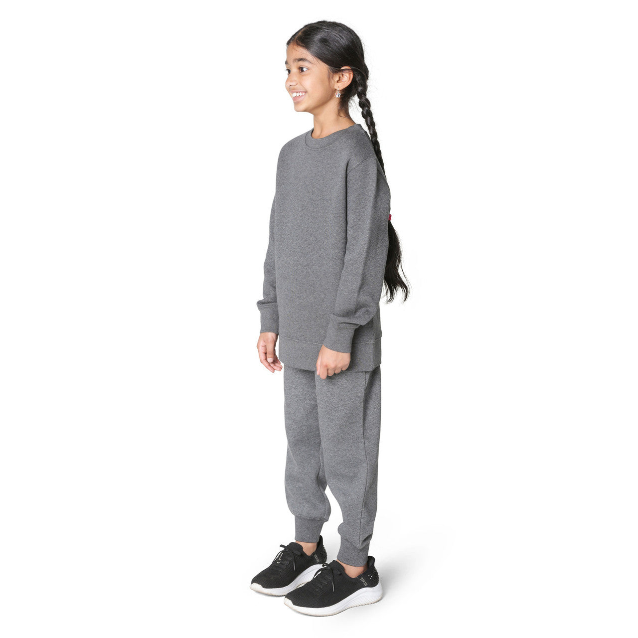 EVERYDAY KIDS Girls’ Fleece Charcoal Gray Crewneck Sweatshirt