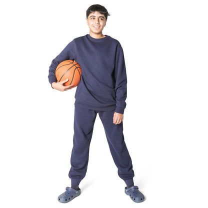 EVERYDAY KIDS Boys’ Fleece Navy Blue Crewneck Sweatshirt