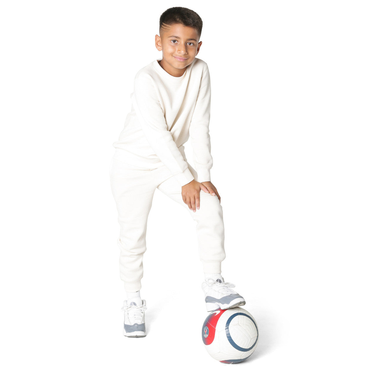 EVERYDAY KIDS Boys Off-White Cotton Fleece Sweatpant Joggers with Pockets