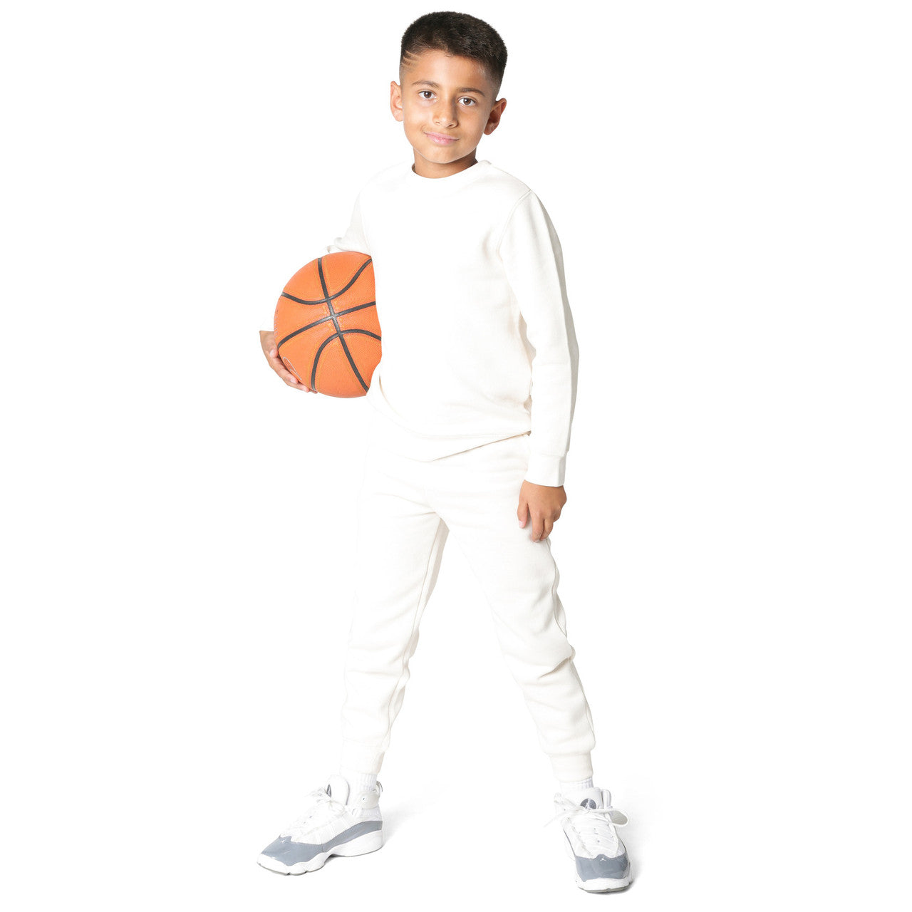 EVERYDAY KIDS Boys’ Fleece Off-White Crewneck Sweatshirt