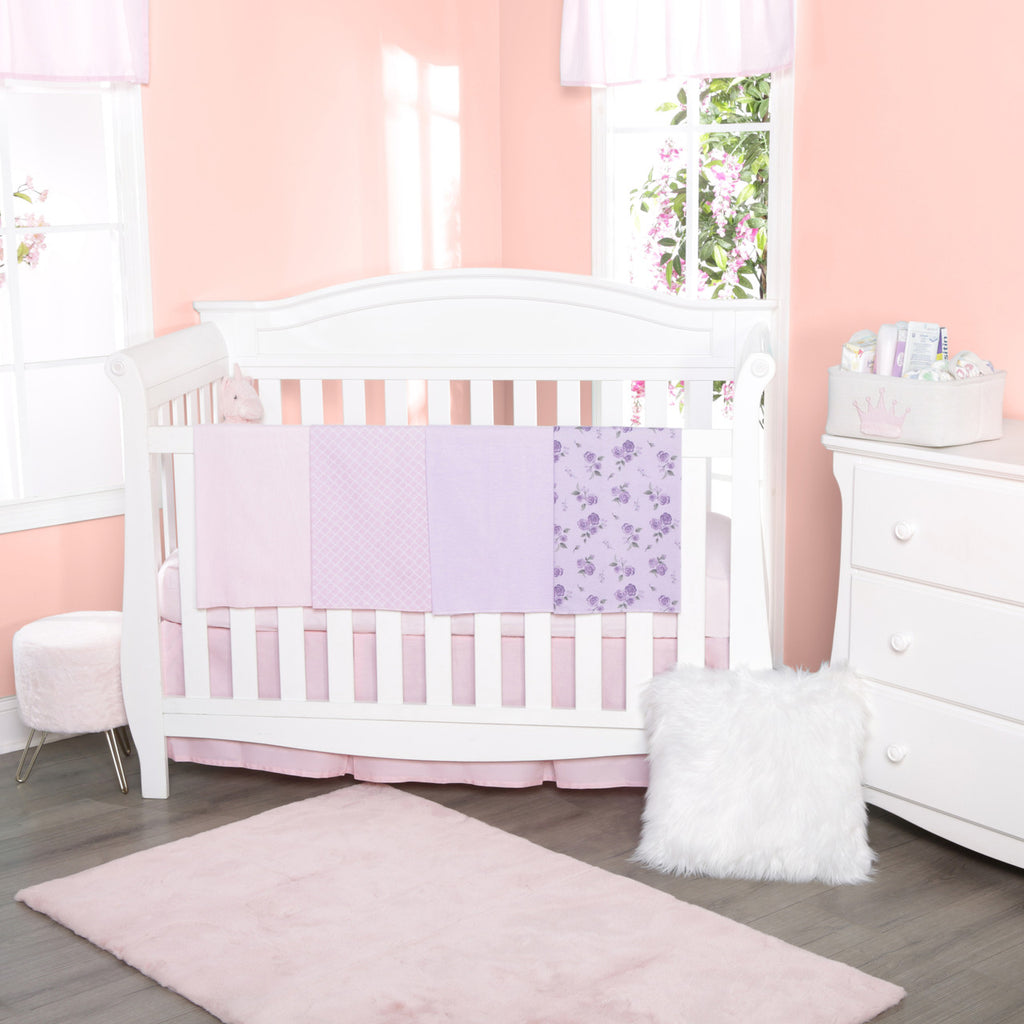 EVERYDAY KIDS 4 Pack Flannel Receiving Baby Blanket Set - Roses/Pink Diamond