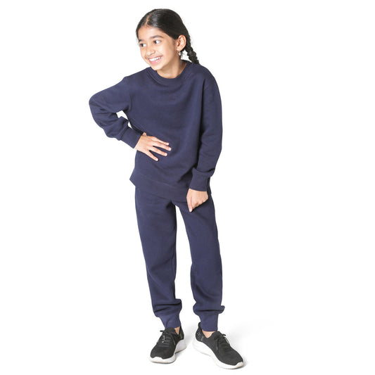EVERYDAY KIDS Girls’ Navy Blue Cotton Fleece Sweatpants