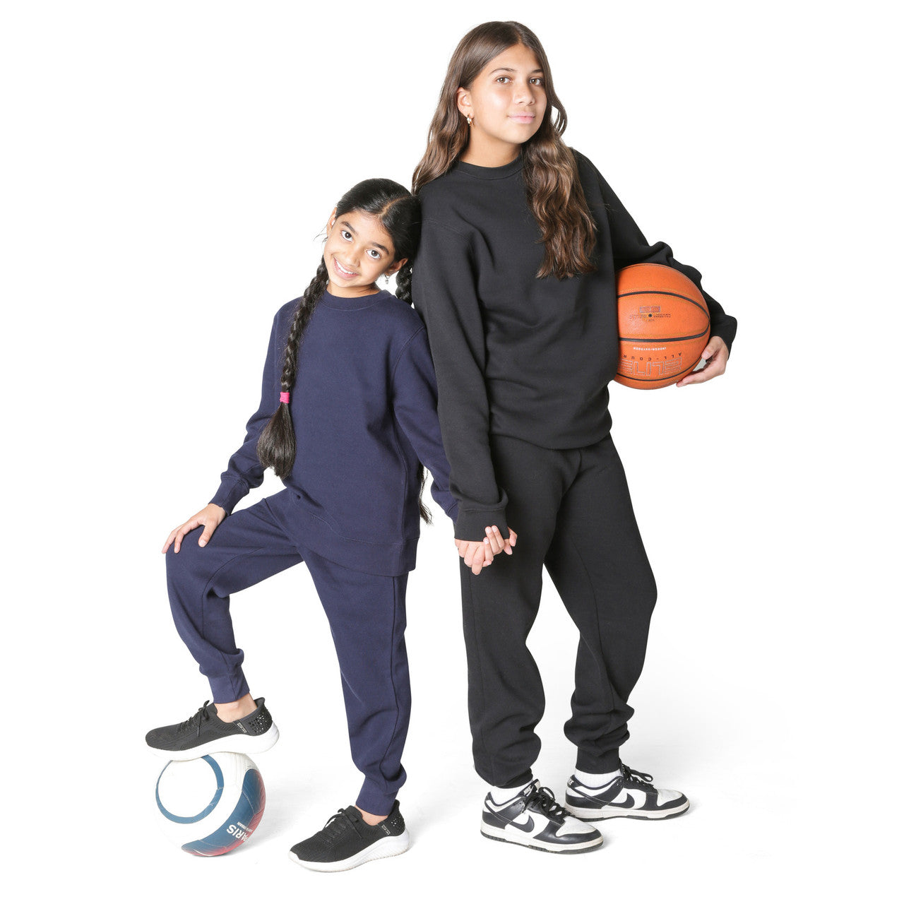 EVERYDAY KIDS Girls’ Fleece Black Crewneck Sweatshirt