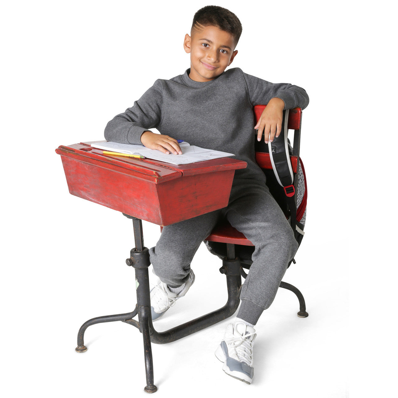 EVERYDAY KIDS Boys’ Fleece Charcoal Gray Crewneck Sweatshirt