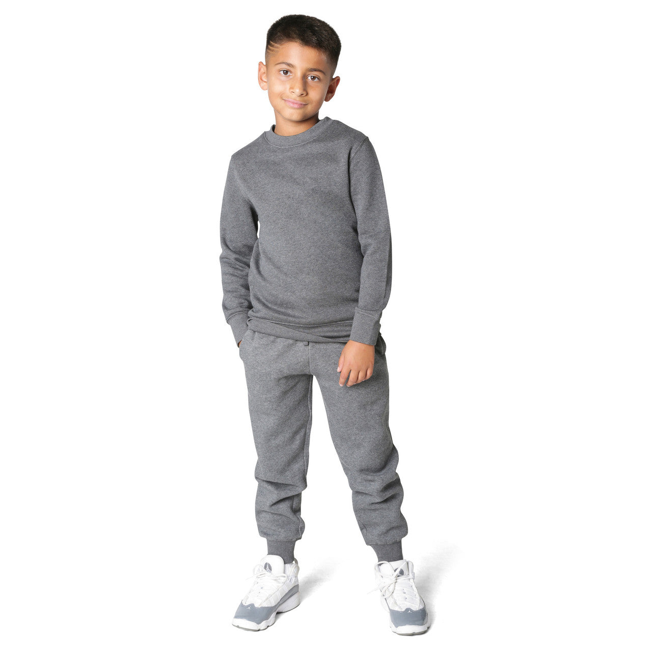 EVERYDAY KIDS Boys Charcoal Gray Cotton Fleece Sweatpants Joggers with Pockets