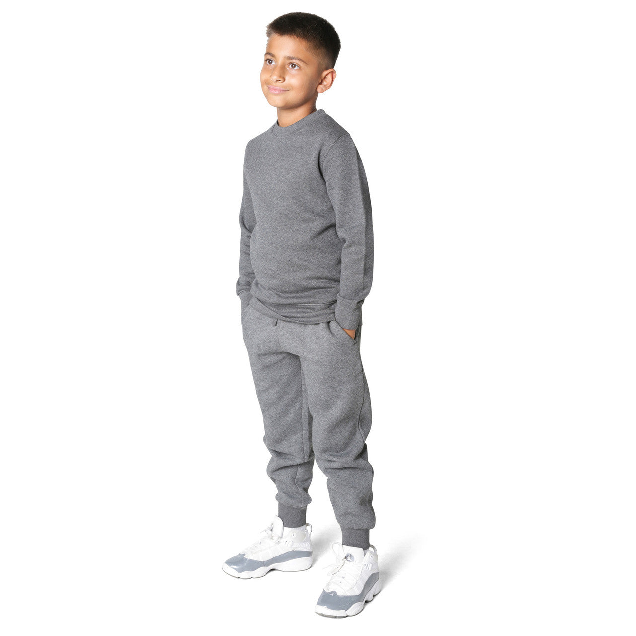 EVERYDAY KIDS Boys’ Fleece Charcoal Gray Crewneck Sweatshirt