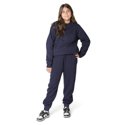 EVERYDAY KIDS Girls’ Fleece Navy Blue Crewneck Sweatshirt