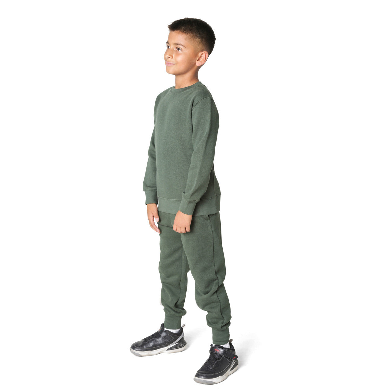 EVERYDAY KIDS Boys’ Fleece Green Crewneck Sweatshirt