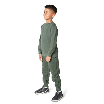 EVERYDAY KIDS Boys’ Fleece Green Crewneck Sweatshirt