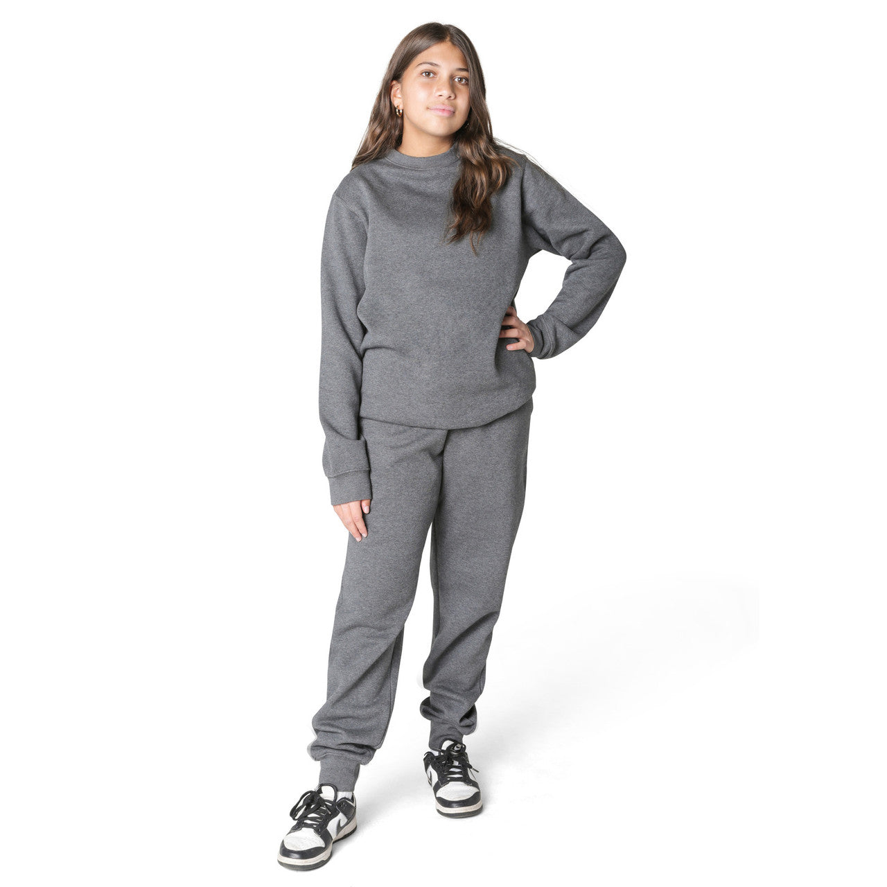 EVERYDAY KIDS Girls’ Charcoal Gray Cotton Fleece Sweatpants