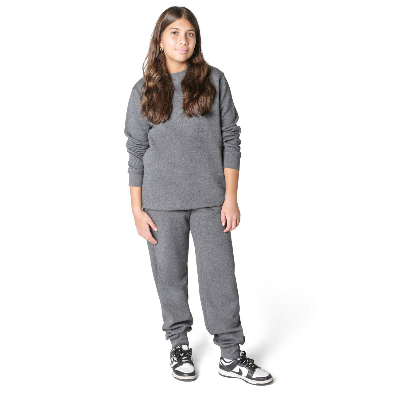 EVERYDAY KIDS Girls’ Fleece Charcoal Gray Crewneck Sweatshirt