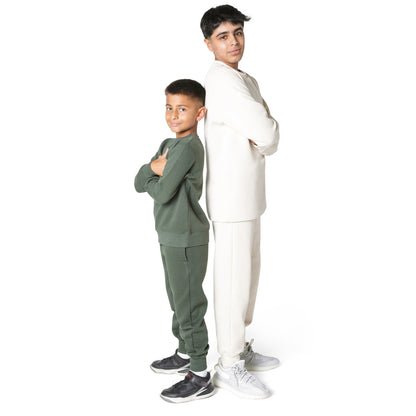 EVERYDAY KIDS Boys Green Cotton Fleece Sweatpants Joggers with Pockets