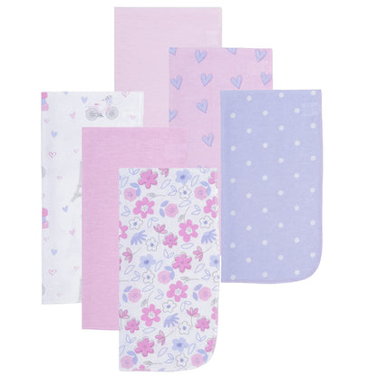 EVERYDAY KIDS 12 Pack Burp Cloths - Paris/Flowers/Hearts