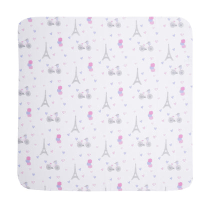 EVERYDAY KIDS 4 Pack Flannel Receiving Baby Blanket Set - Paris/Polka Dots