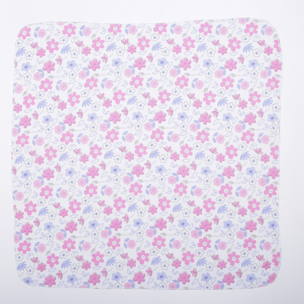 EVERYDAY KIDS 4 Pack Flannel Receiving Baby Blanket Set - Pink Flowers/Hearts