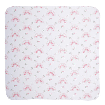 EVERYDAY KIDS 4 Pack Flannel Receiving Baby Blanket Set - Woodland Animals/Rainbow