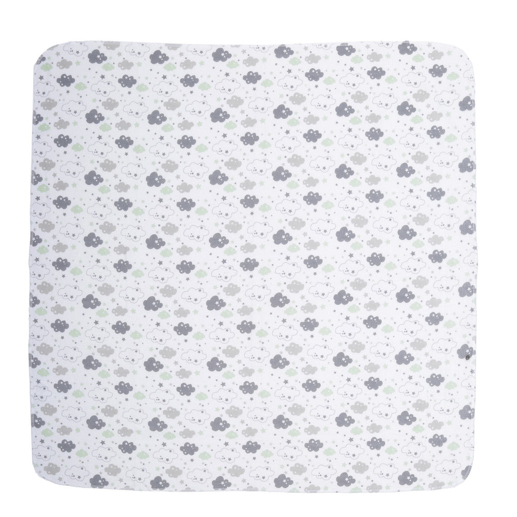 EVERYDAY KIDS 4 Pack Flannel Receiving Baby Blanket Set - Clouds/Stars