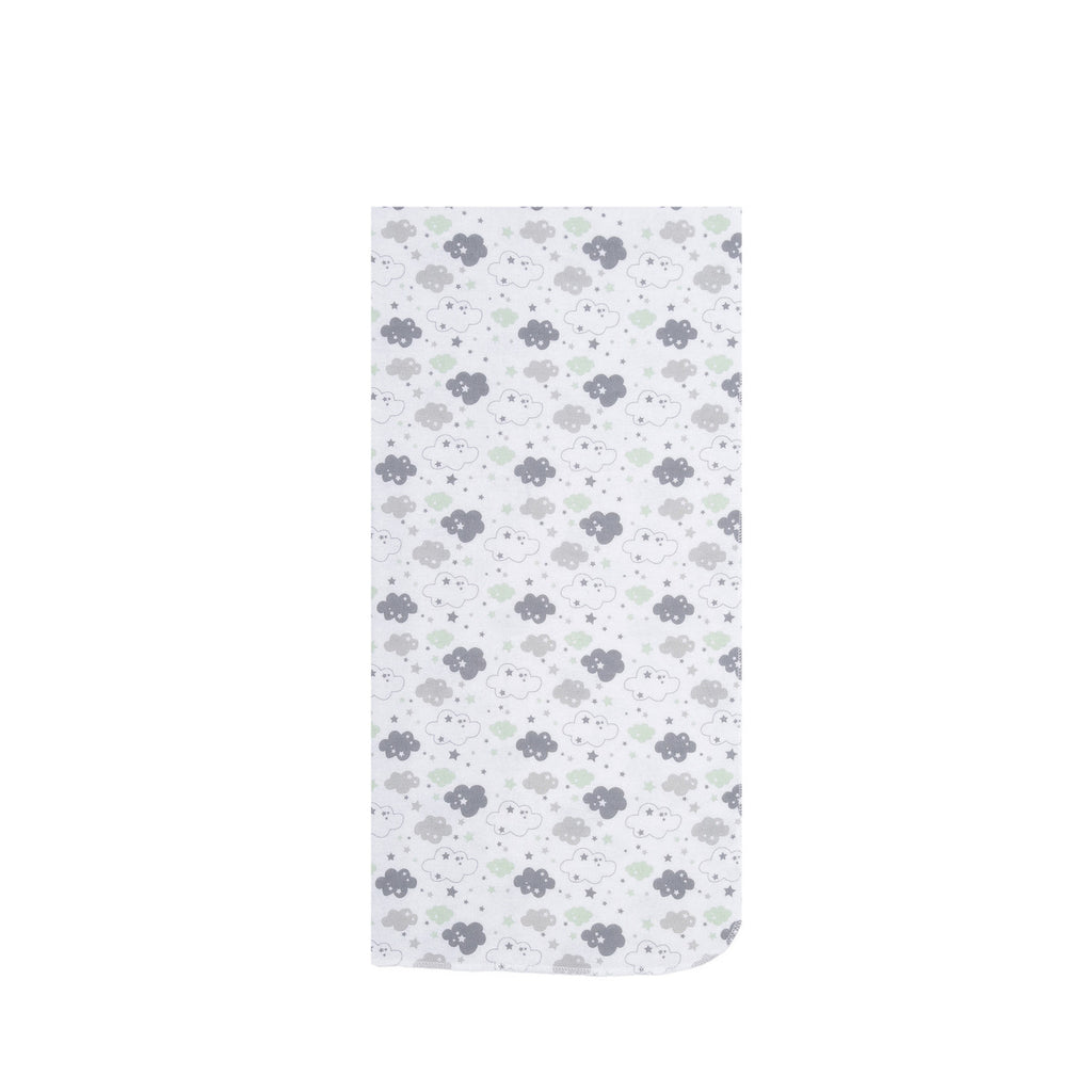 EVERYDAY KIDS 4 Pack Flannel Receiving Baby Blanket Set - Clouds/Stars