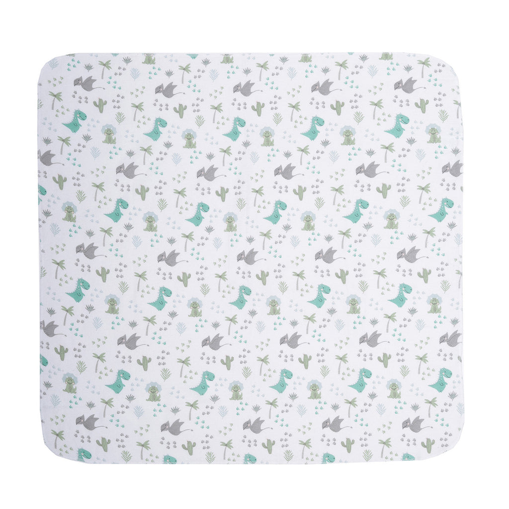 EVERYDAY KIDS 4 Pack Flannel Receiving Baby Blanket Set - Dinosaurs/Chevron