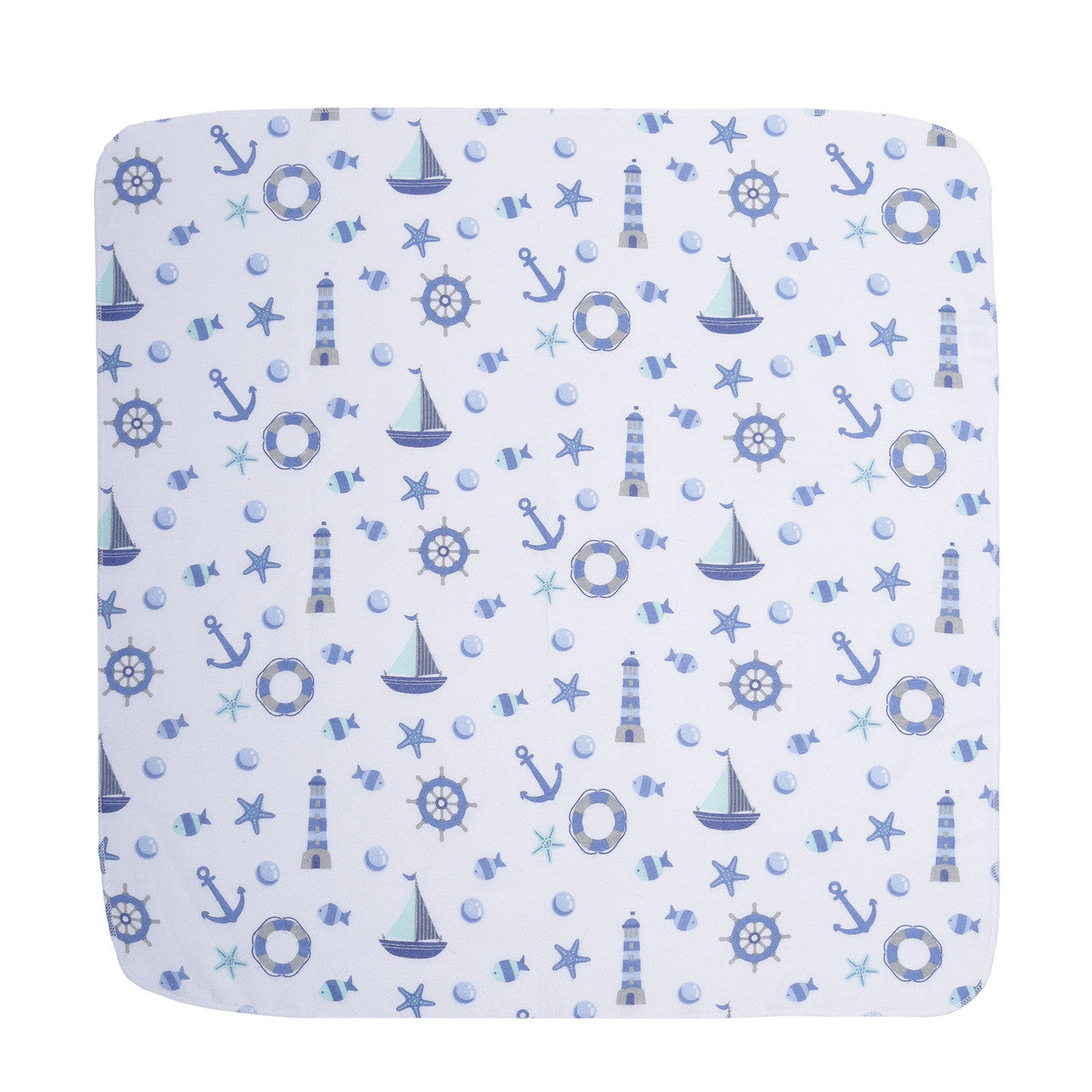 EVERYDAY KIDS 4 Pack Flannel Receiving Baby Blanket Set - Nautical/Wavy Stripes