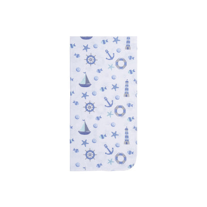 EVERYDAY KIDS 4 Pack Flannel Receiving Baby Blanket Set - Nautical/Wavy Stripes