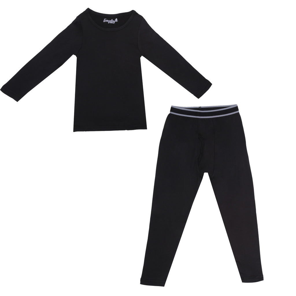 EVERYDAY KIDS Boys Black Thermal Top and Bottom Underwear Set