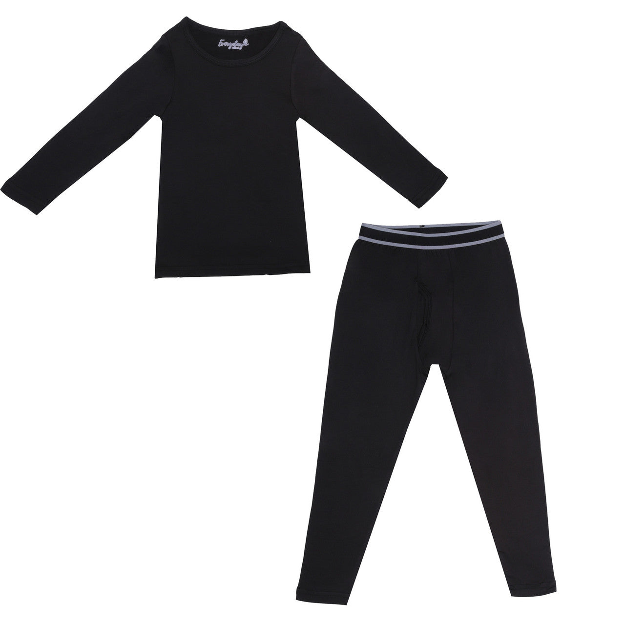 EVERYDAY KIDS Boys Black Thermal Top and Bottom Underwear Set