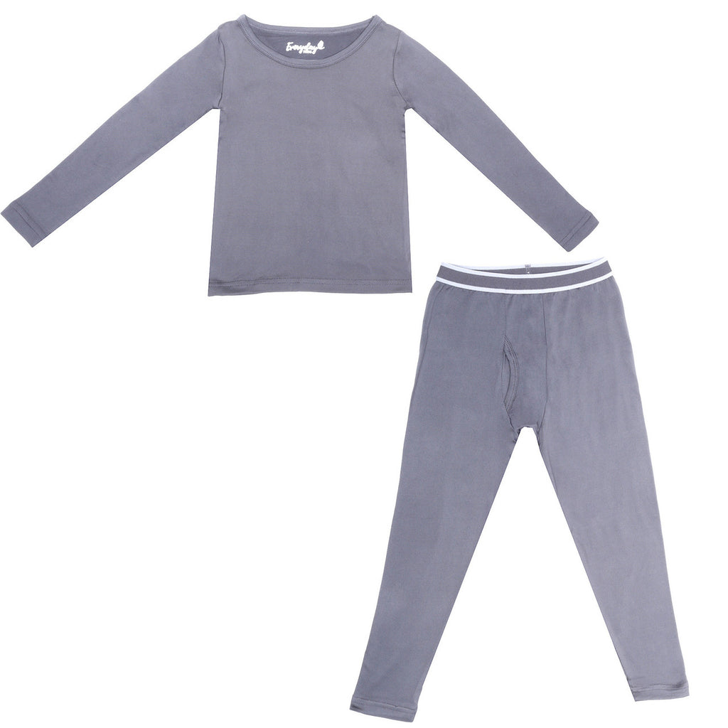 EVERYDAY KIDS Boys Dark Gray Thermal Top and Bottom Underwear Set