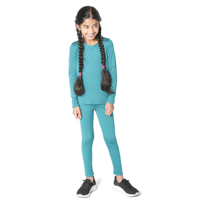 EVERYDAY KIDS Girls Green Thermal Top and Bottom Underwear Set