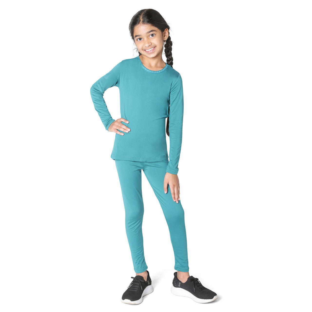 EVERYDAY KIDS Girls Green Thermal Top and Bottom Underwear Set