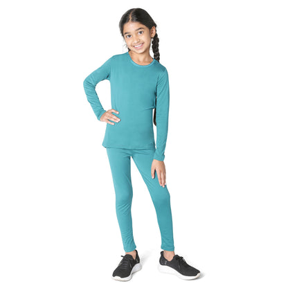 EVERYDAY KIDS Girls Green Thermal Top and Bottom Underwear Set