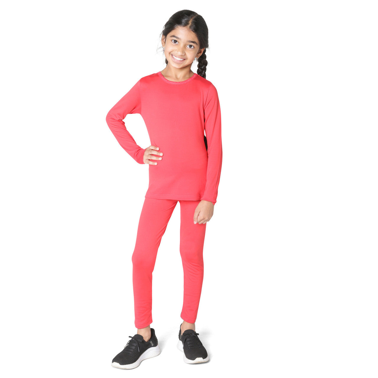 EVERYDAY KIDS Girls Red Thermal Top and Bottom Underwear Set