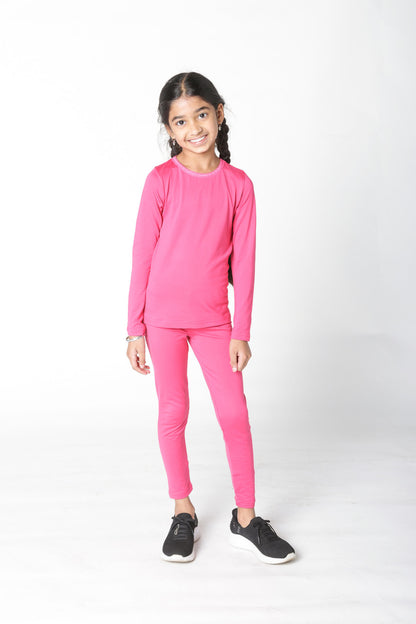 EVERYDAY KIDS Girls Pink Thermal Top and Bottom Underwear Set