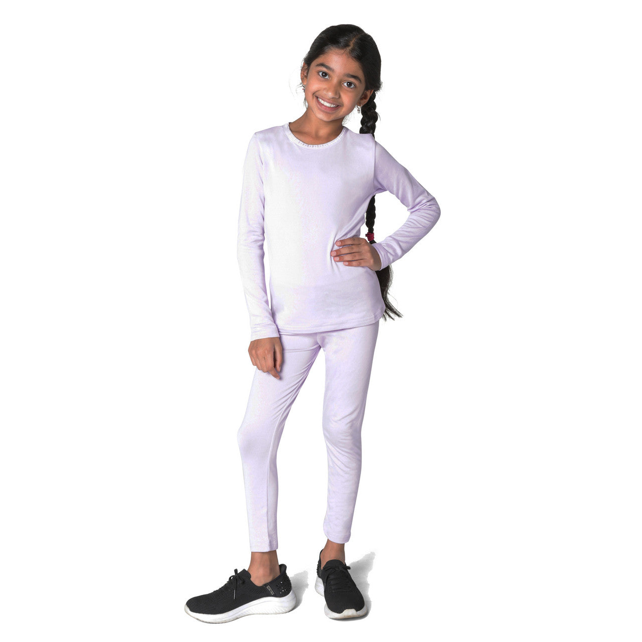 EVERYDAY KIDS Girls Purple Thermal Top and Bottom Underwear Set