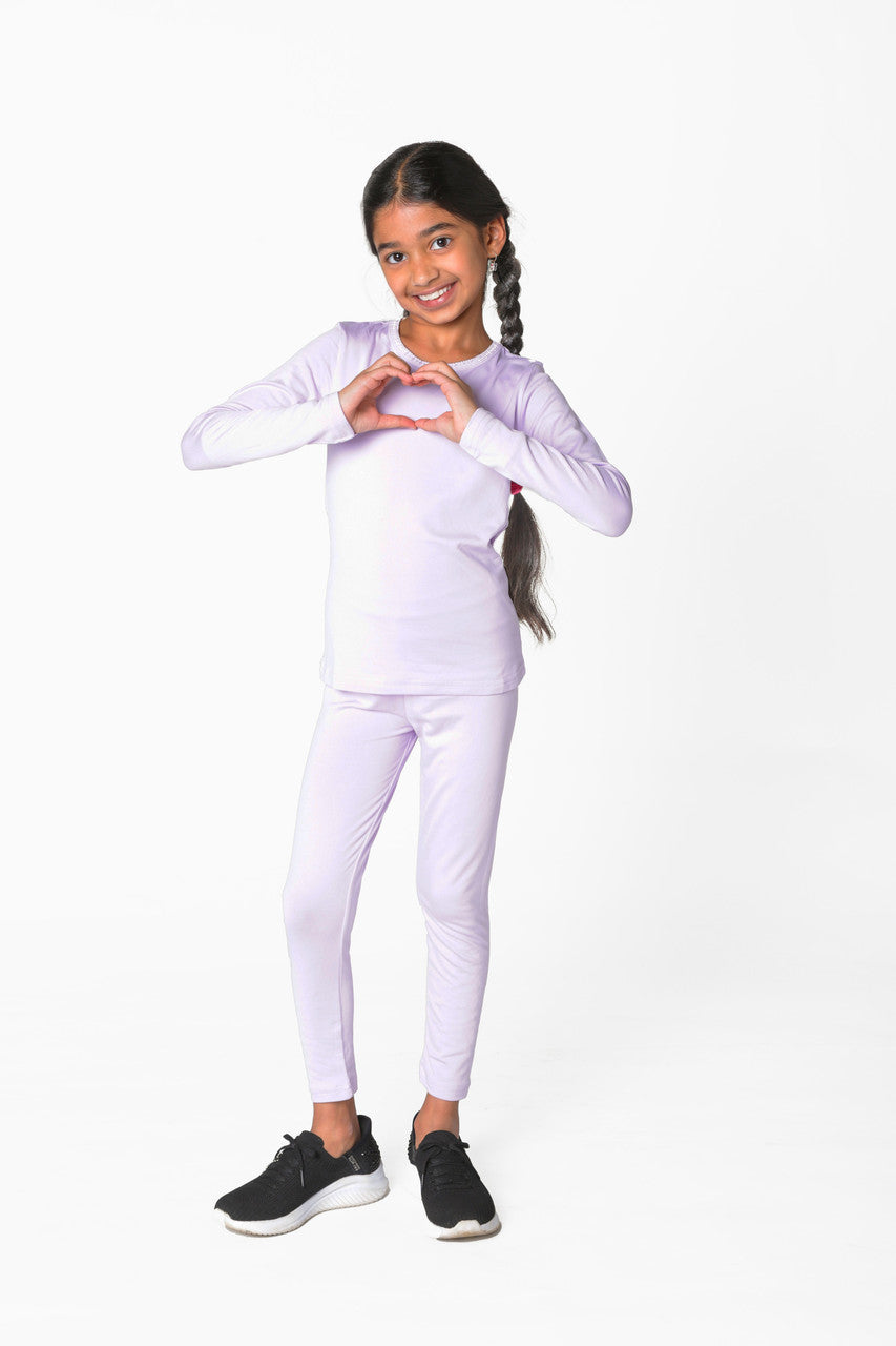 EVERYDAY KIDS Girls Purple Thermal Top and Bottom Underwear Set