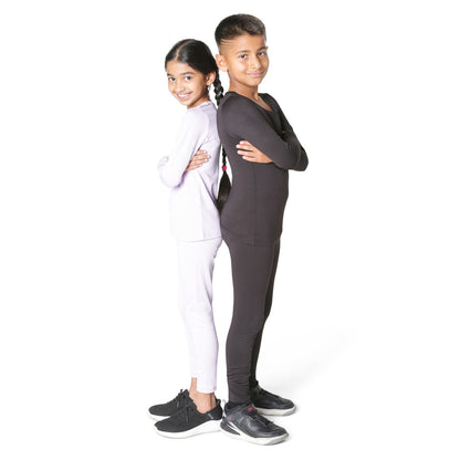 EVERYDAY KIDS Girls white Thermal Top and Bottom Underwear Set