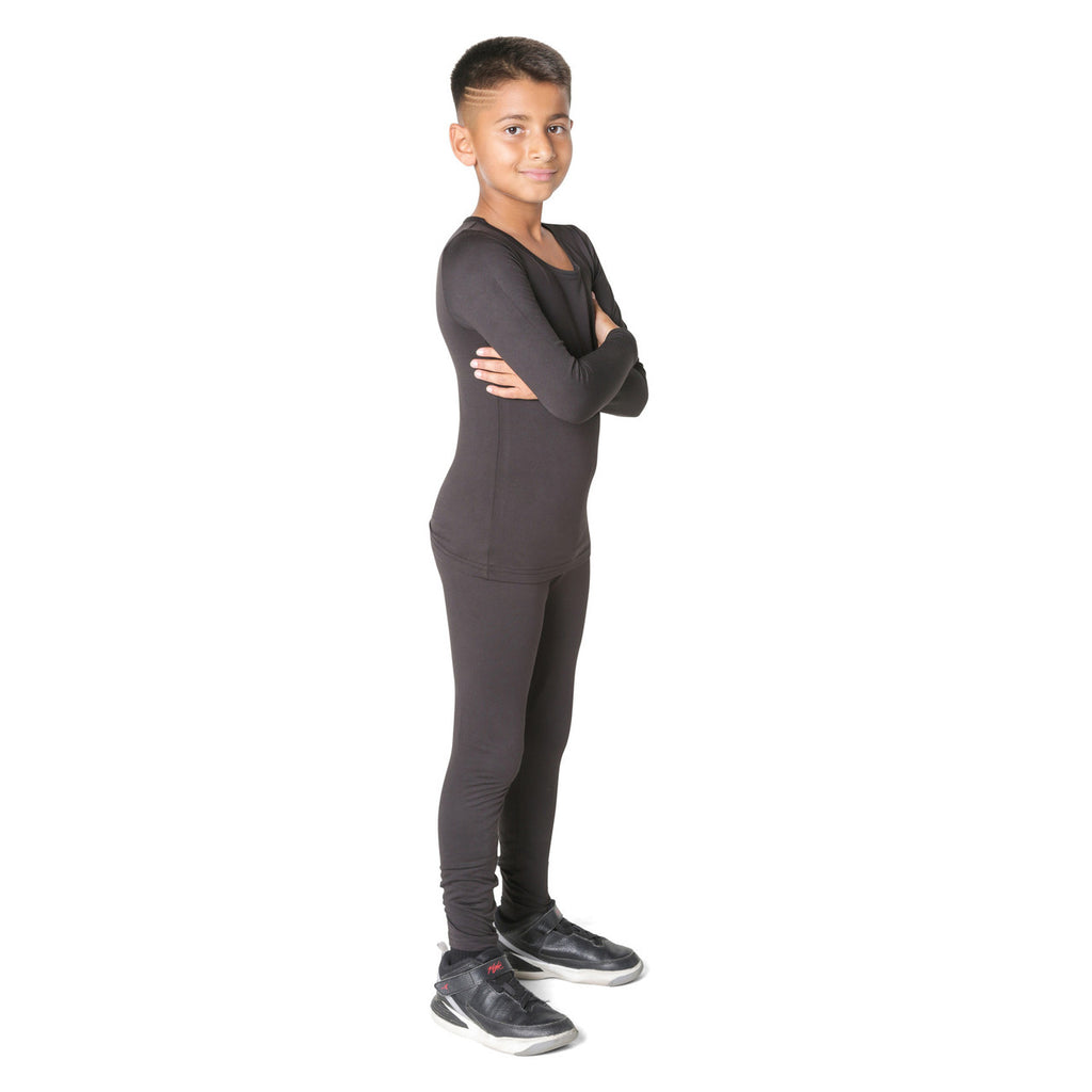 EVERYDAY KIDS Boys Black Thermal Top and Bottom Underwear Set