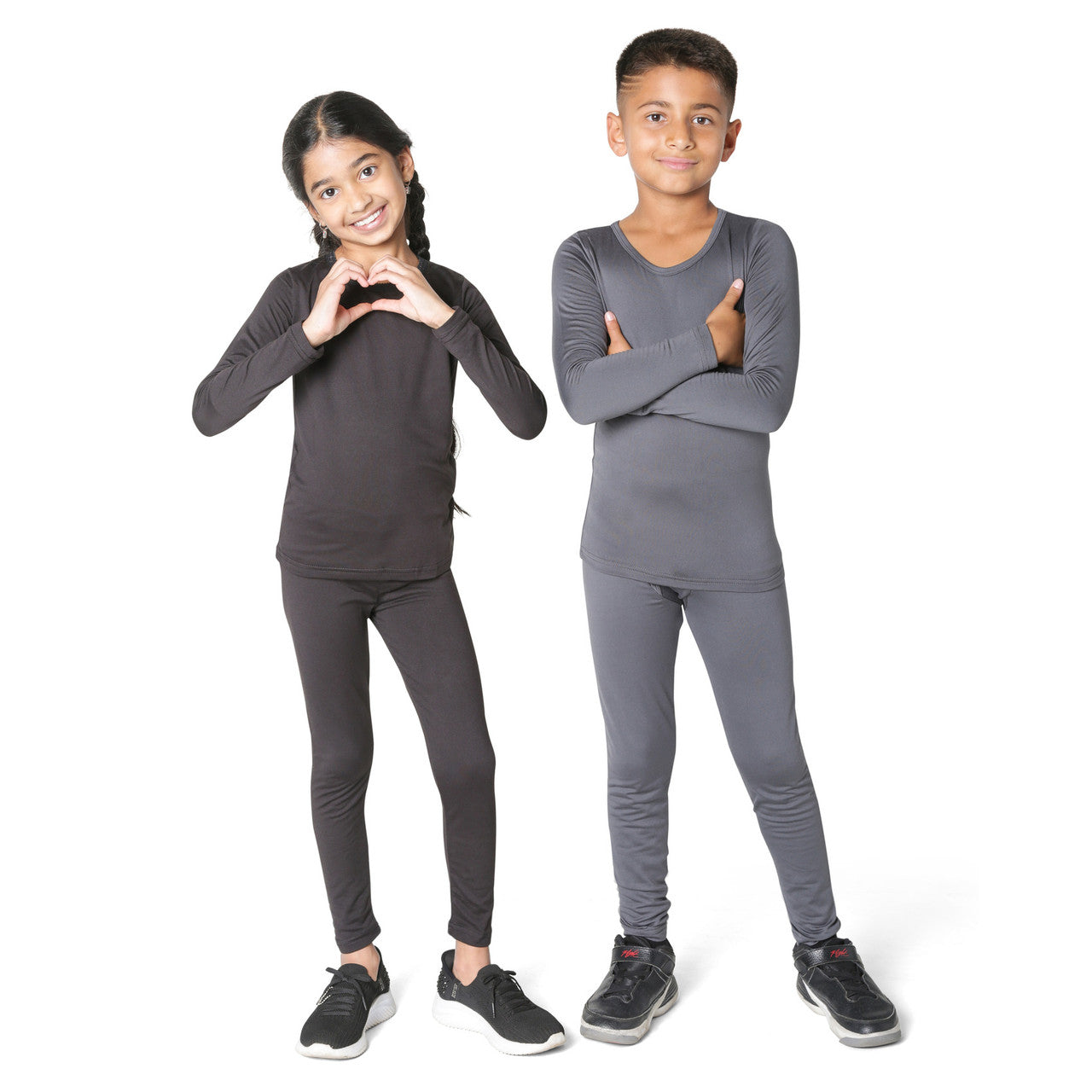 EVERYDAY KIDS Girls Black Thermal Top and Bottom Underwear Set