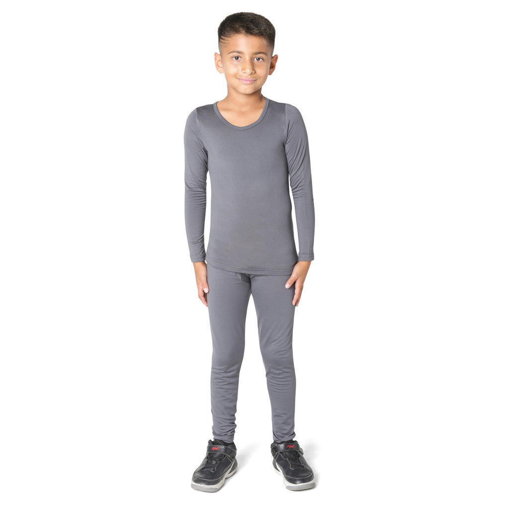 EVERYDAY KIDS Boys Dark Gray Thermal Top and Bottom Underwear Set