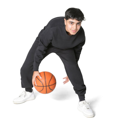 EVERYDAY KIDS Boys Black Cotton Fleece Sweatpants Joggers with Pockets