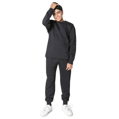EVERYDAY KIDS Boys’ Fleece Black Crewneck Sweatshirt