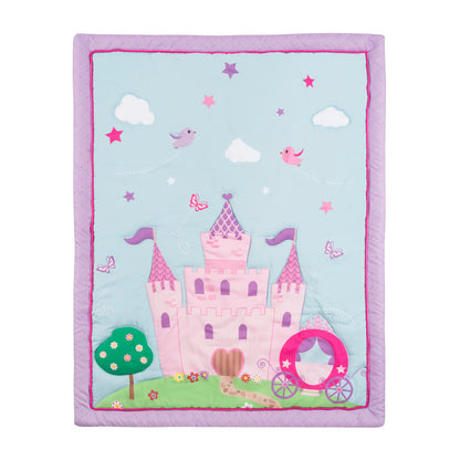 Everyday Kids 4 Piece Girls Crib Bedding Set -Princess Storyland
