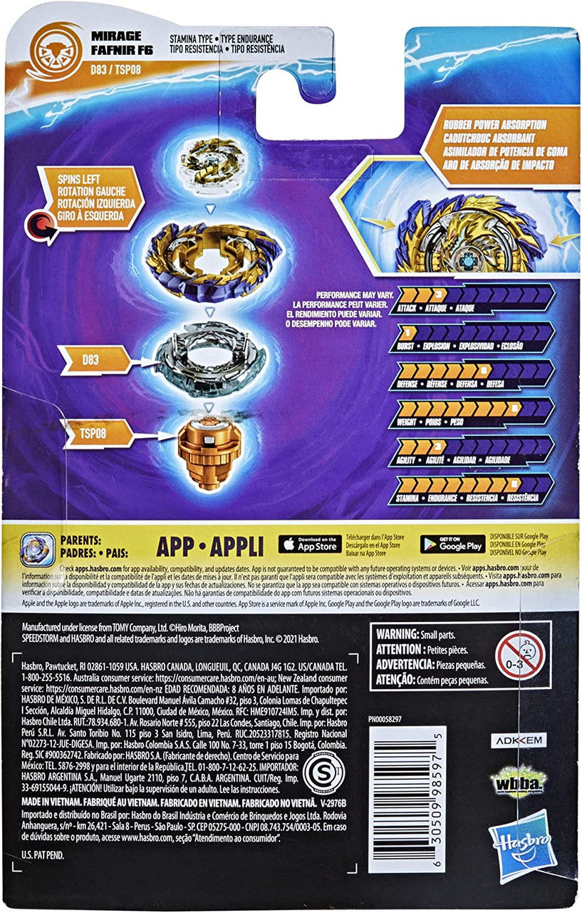 Beyblade Burst Surge Speed Storm Mirage Fafnir F6