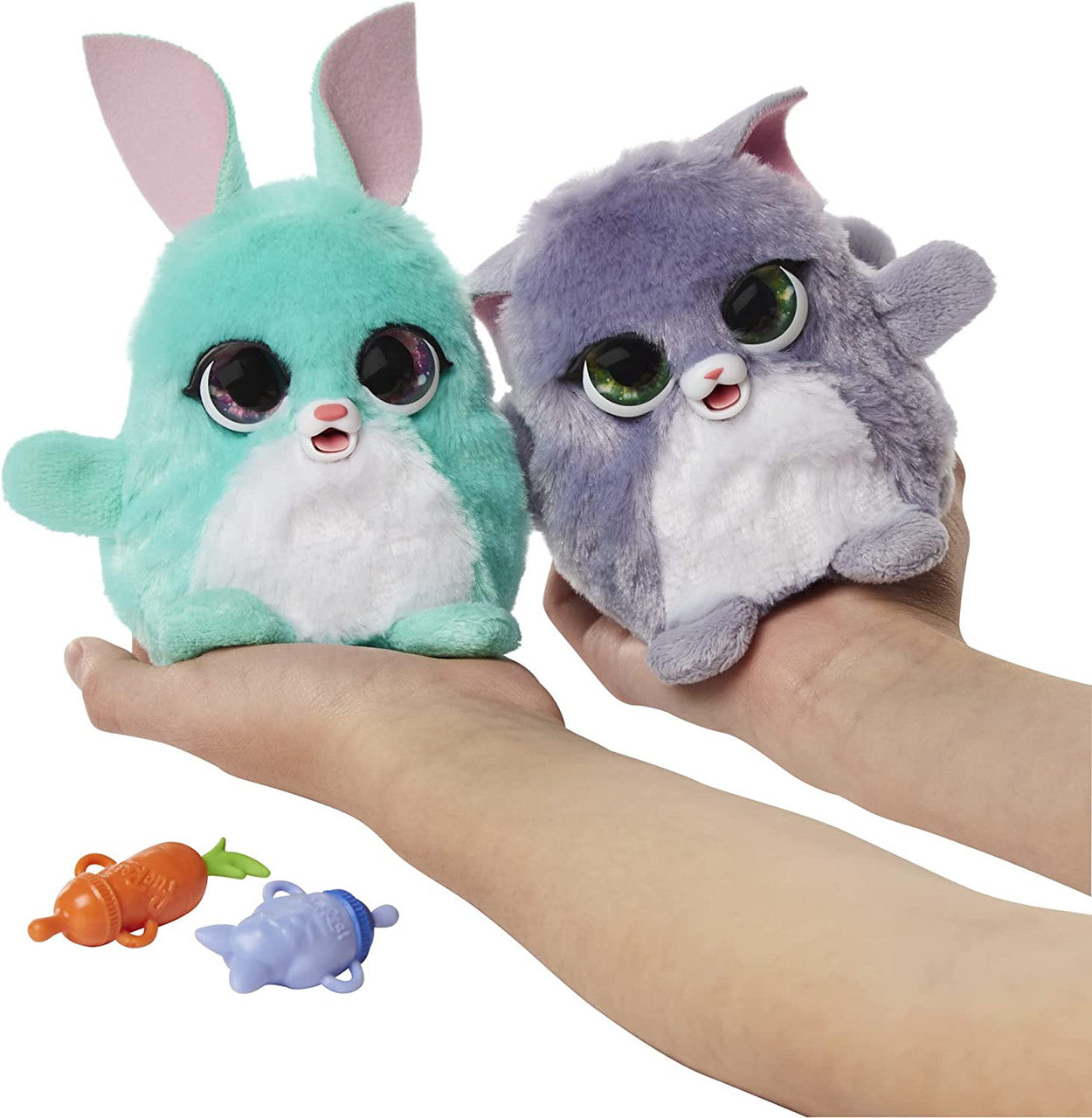 FurReal Fuzzalots Kitty and Bunny Color Change Interactive Feeding Toy